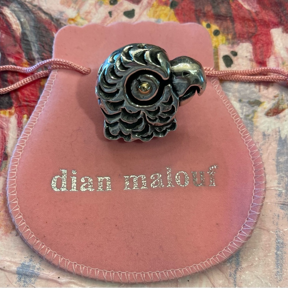 DIAN MALOUF Sterling Silver and 14K Gold Ring.  Size 7